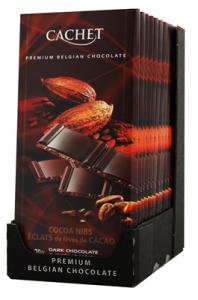 Chocolat noir aux éclats de fèves de cacao  Cachet  CT 12TAB