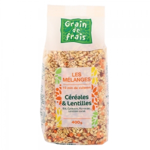 Mélange céréale et lentille 400gr  Grain de Frais carton de 12 paquets