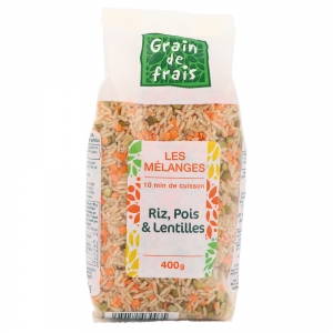Mélange Riz, Pois et Lentilles 400g Grain de Frais  carton de 12 paquets
