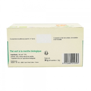 Thé vert menthe BIO boîte 20 sachets  CT 16 BTES