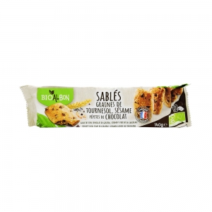 Sablés céréales et pépites chocolat BIO pqt 140g  CARTON DE 12 UVC