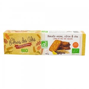 Biscuits avoine, citron & chia BIO France pqt 130g  CT 12 PQT