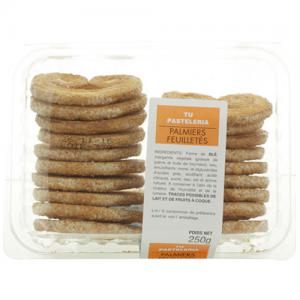 Palmiers feuilletés  barquette 250g CT DE 8 BQ 250 GR.