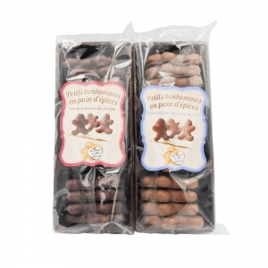 Bonhommes pain d'épices enrobés chocolat lait 200g  DISPLAY DE 30 UVC