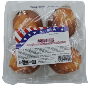 Muffins vanille et pépites de chocolat paquet 300g  Carton de 12