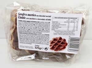 Gaufres liegeoises scucrees au chocolat Lait 325g  Carton de 14x325g
