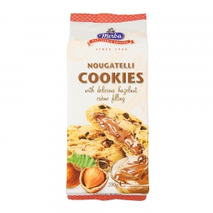 Cookies pépite chocolat fourrage noisette pqt 200g CT 12 PQT