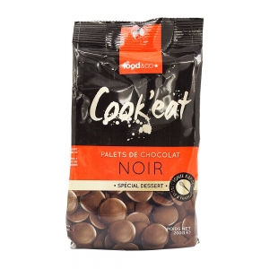 Palets de chocolat noir dessert  sachet 200g CT 10 SACHETS