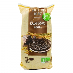 Galettes de riz chocolat noir BIO   paquet 100g carton de 12 x 100g