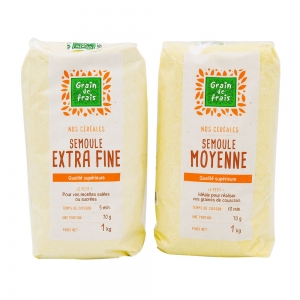 Semoule extra fine paquet 1kg Grain de Frais  Carton de 12 x 1 kg