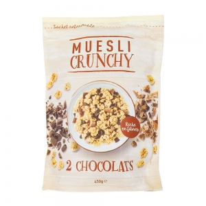 Muesli croustillant aux 2 chocolats 450g  CT DE 7 BOITES