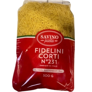 Pâtes Fidelini Corti n°231  pqt 500g Savino Pasta Carton de 20 x 500gr