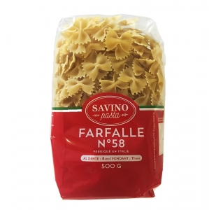 Pâtes Farfalle n°58 pqt 500g Savino Pasta  Carton de 20 x 500gr
