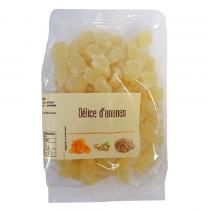 Ananas déshydratés en cubes paquet 250g  CT 10 sch 250 gr