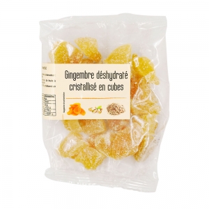 Gingembre déshydraté cristallisé cube sachet 150g  Ct 10 sch 150 gr