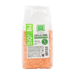 Lentilles corail BIO France paquet 500g  carton de 12 X 500g