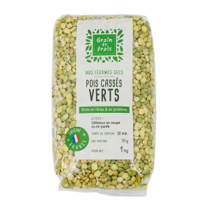 Pois cassé France paquet 1kg Grains de Frais  Carton de 12 x 1kg