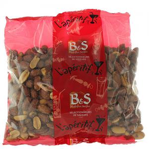 Arachides brunes grillées salées paquet 500g B&S Carton de 20 x 500gr