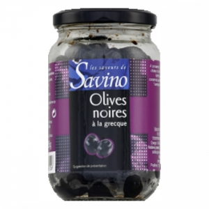 Olives noires façon Grèce POT 37cl  Savino Carton de 12 bocaux 37cl