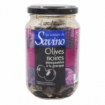 Olives noires dénoyautées  pot 37cl Savino Carton de 12 bocaux 37cl