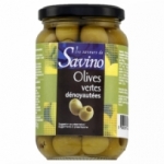 Olives vertes dénoyautées pot 37cl Savino  Carton de 12 bocaux 37cl