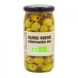 Olives vertes dénoyautées BIO pot 37 cl  Carton de 12 bocaux 37cl