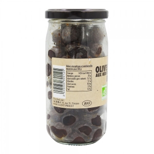 Olives noires herbes de Provence BIO pot pne 235g  Carton de 12 bocaux 37cl