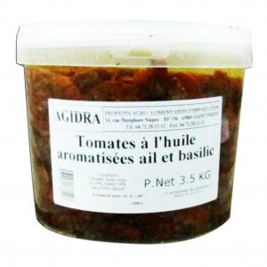 Tomates à l'huile ail et basilic  CT de 4 SEAU de 3.5 KG