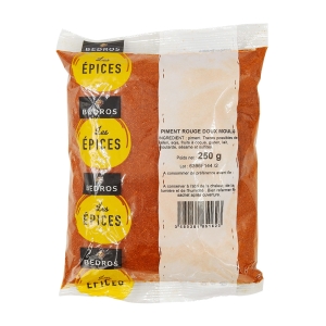 Piment rouge doux sachet 250g Bédros  CARTON DE 20 X 250 GR