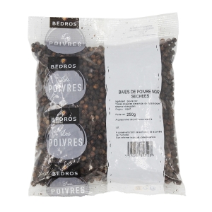 Poivre noir grain paquet 250g Bédros  CARTON DE 20 X 250 GR