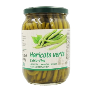 Haricots verts entiers extra-fins bocal 345gr  CT 12 pots