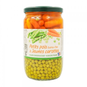 Petits pois et jeunes carottes France bocal 720ml  CT 6