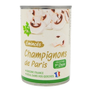 Champignons Paris émincés FRANCE pne 390g  12 BOITES