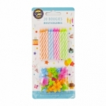 20 bougies et bobèches multicolores paquet <br>