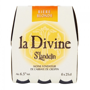 Bière blonde La Divine St Landelin pack 6x25cl  Ct de 4 Packs de 6