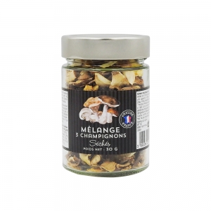Mélange de 3 champignons séchés France pot 30g  6 POTS VERRE