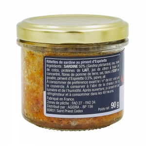 Rillettes de sardine au piment d'Espelette pot 90g  CT 12 POTS