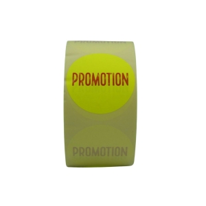 Rouleau étiquettes promo jaune fluo diamètre 50  RL DE 1000