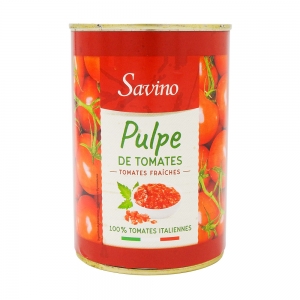 Pulpe de tomates fraîches boîte 385g  BARQUETTE FILMEE X 12