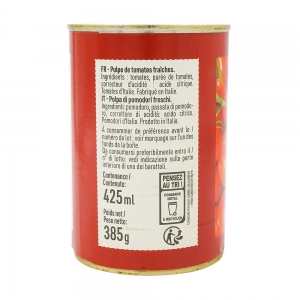 Pulpe de tomates fraîches boîte 385g  BARQUETTE FILMEE X 12