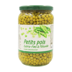 Petits pois extra fins bocal PNE 445g  BARQUETTE FILMEE X 12