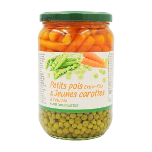 Petits pois carottes bocal pne 425g  BARQUETTE FILMEE X 12
