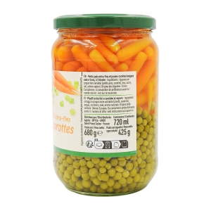 Petits pois carottes bocal pne 425g  BARQUETTE FILMEE X 12