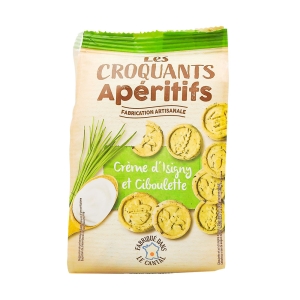 Biscuits croquants crème Isigny et ciboulette 100g  CARTON DE 8 SACHETS