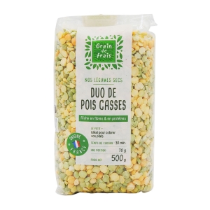 Duo de pois cassés paquet 500g Grain de Frais  Ct de 15 x 500 gr