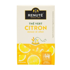 Thé vert au citron boîte 20 pyramides Renuté  CT 20 BOITES