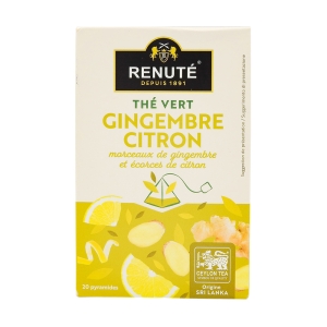 Thé vert gingembre et citron 20 pyramides Renuté  CT 20 BOITES