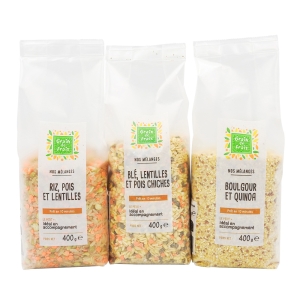 Mélange de riz pois et lentilles paquet 400g  CARTON DE 12 PQTS