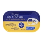 Foie de morue fumé au bois de hêtre boîte 121g<br>