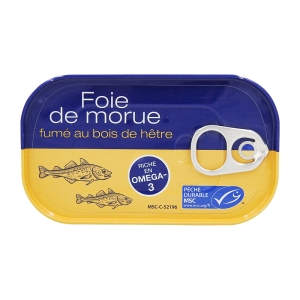 Foie de morue fumé au bois de hêtre boîte 121g  CARTON DE 12